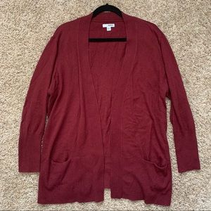 Sonoma Dark Red Open-Front Cardigan